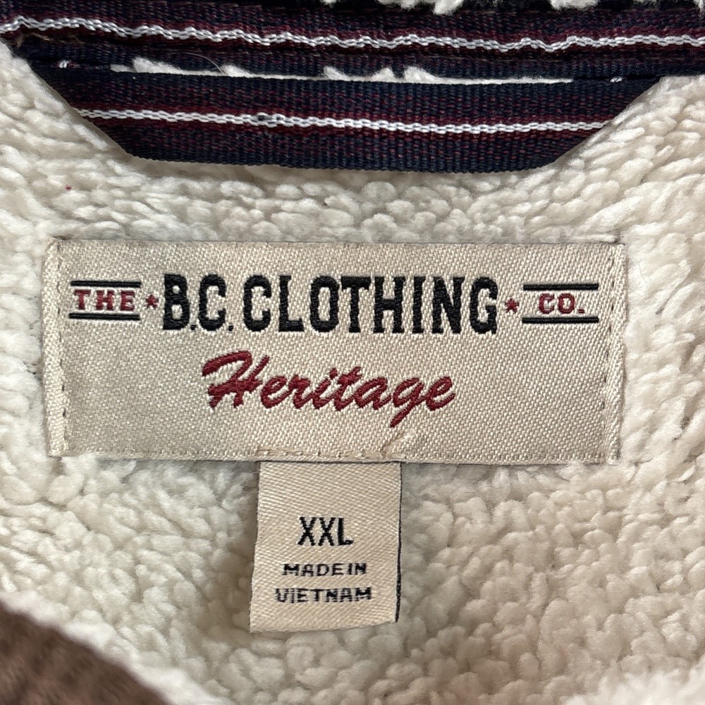 BC Clothing Heritage Men Sweatshirt XXL 2XL Brown Sherpa Quarter Zip Pullover - Picture 2 of 7